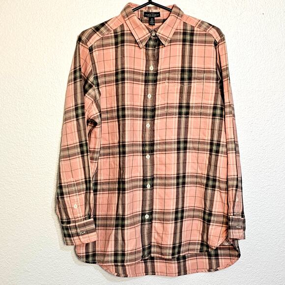 Lauren Ralph Lauren Blouse Womens XM Pink Plaid Long Sleeve Button Up Flannel - Picture 2 of 8